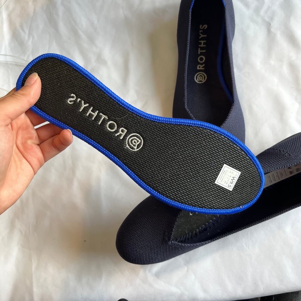 Rothys The Flat Navy Blue Ballet Flat Round Toe Career Office - Picture 5 of 6